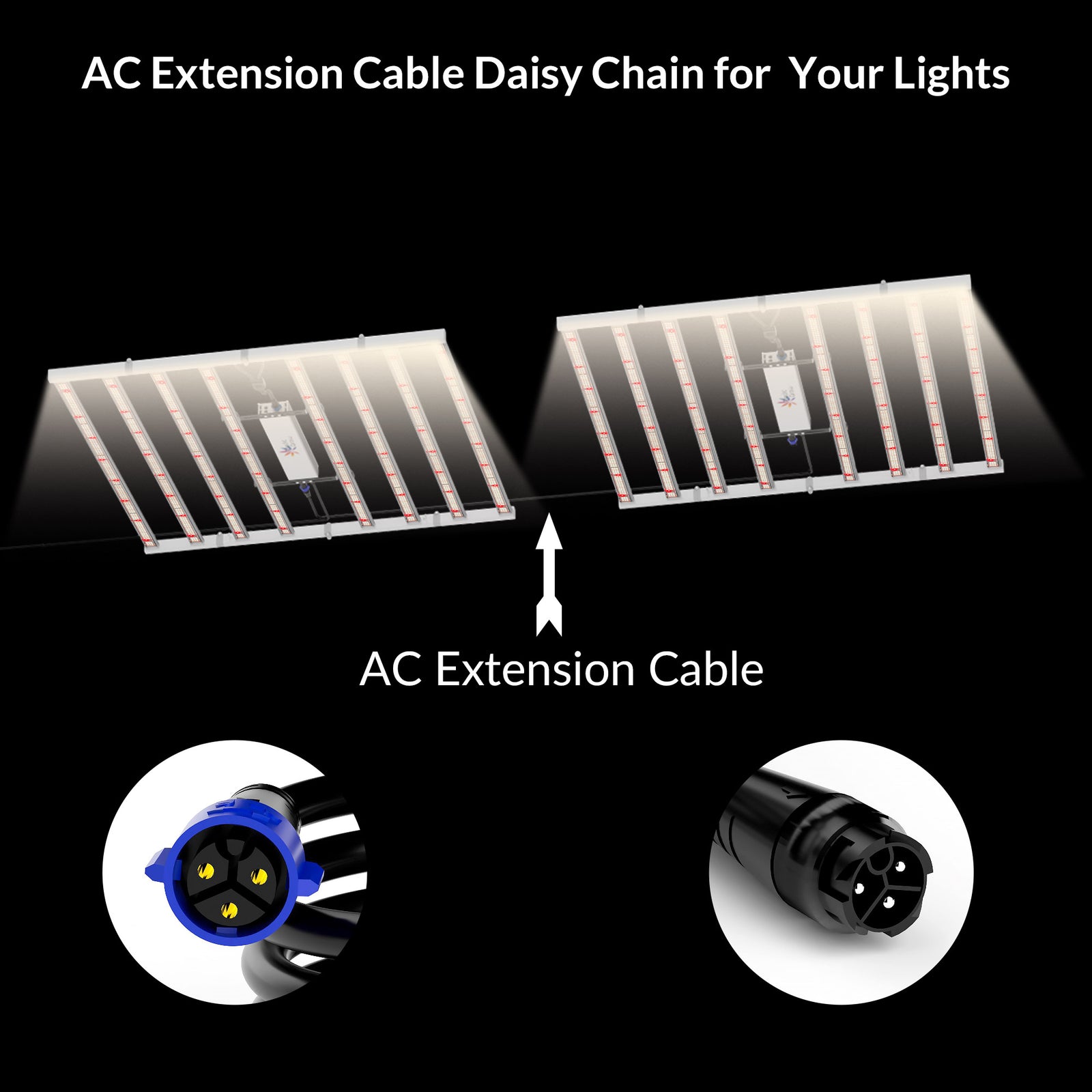 Medic Grow 1.5M/5FT LED IP67 Daisy Chain AC Power Cord for FOLD-800 / FOLD-1200 / FOLD-1200U