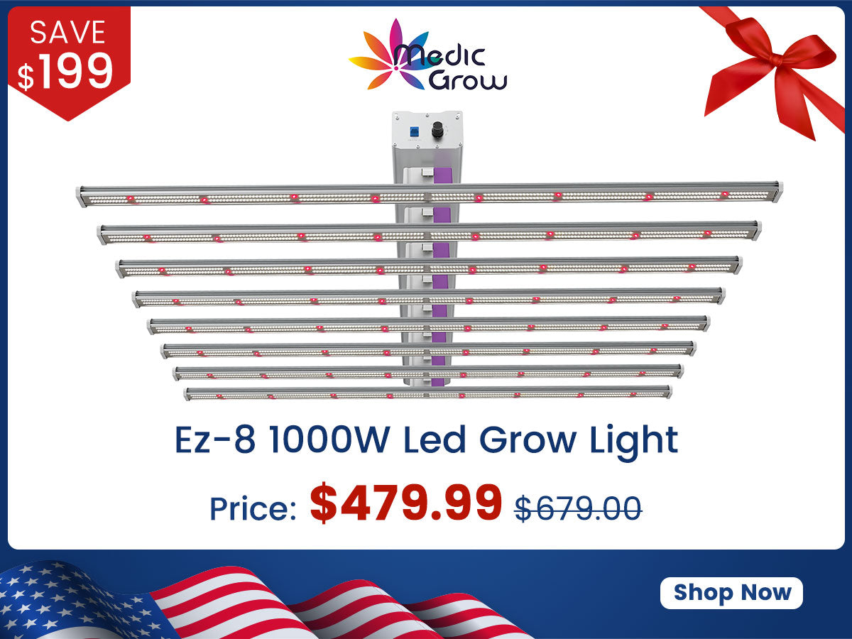 Medic Grow Ez-8 Smart Dimmable Full Spectrum 1000 Watt LED Grow Light for 5X5 Planting
