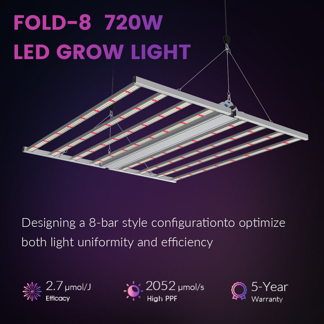 Đèn trồng cây LED thương mại Medic Grow Fold-8 Full-Spectrum 760w được chứng nhận ETL & DLC cho 4X4/5X5 