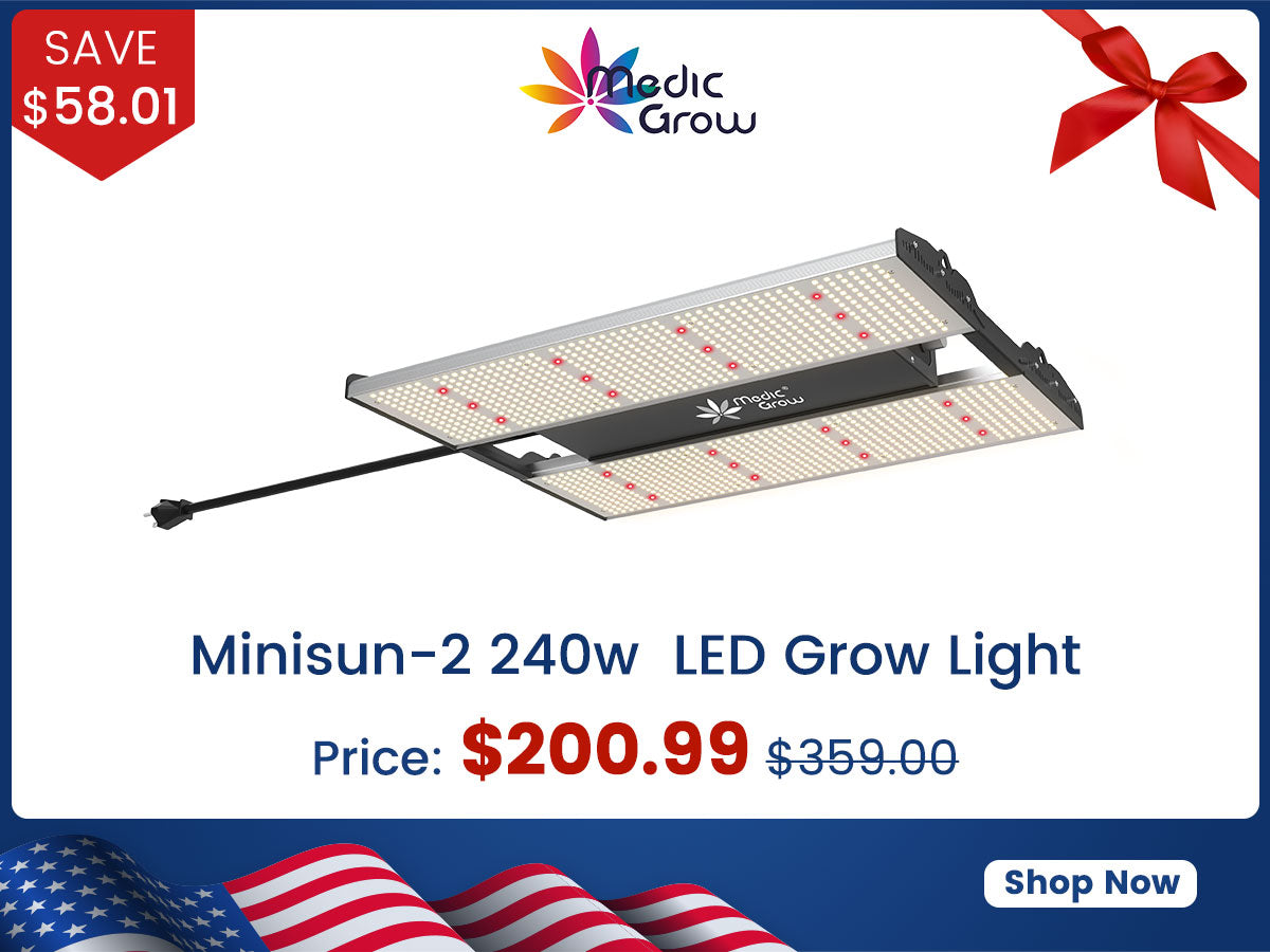 Medic Grow MINI SUN-2 Full Spectrum Dimmable 150W-500W LED Grow Light for 2X2/3X3