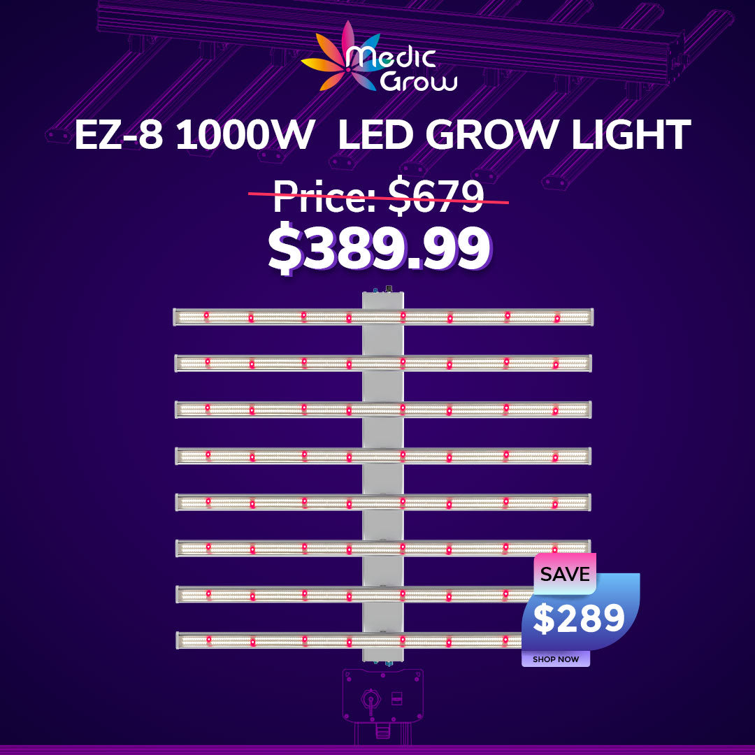 Medic Grow Ez-8 Smart Dimmable Full Spectrum 1000 Watt LED Grow Light for 5X5 Planting