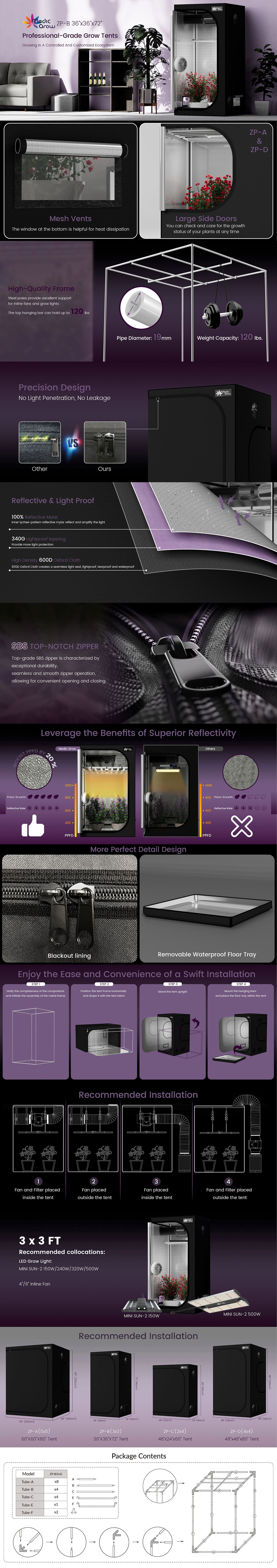 90x90x180cm grow tent