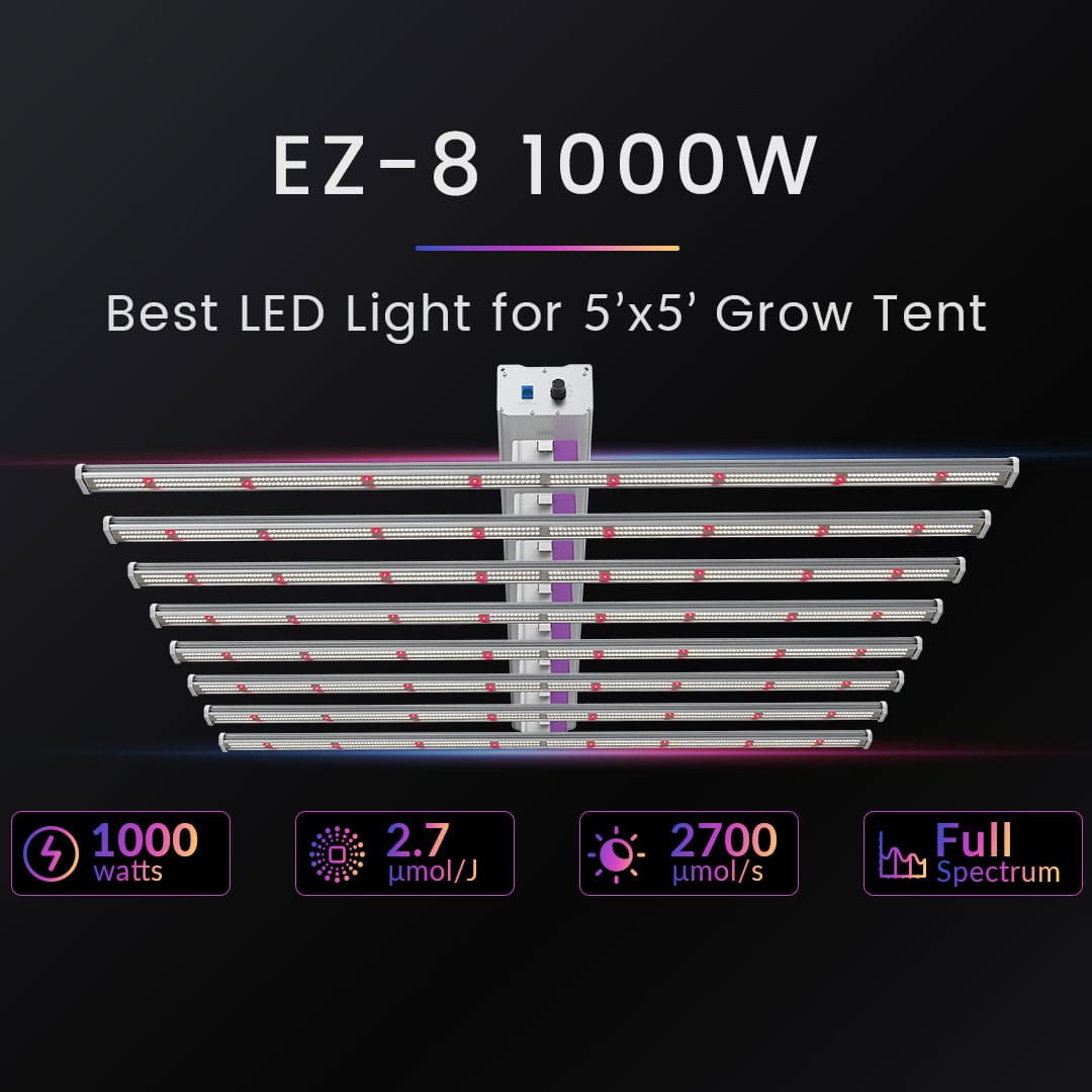 Medic Grow Ez-8 Smart Dimmable Full Spectrum 1000 Watt LED Grow Light for 5X5 Planting