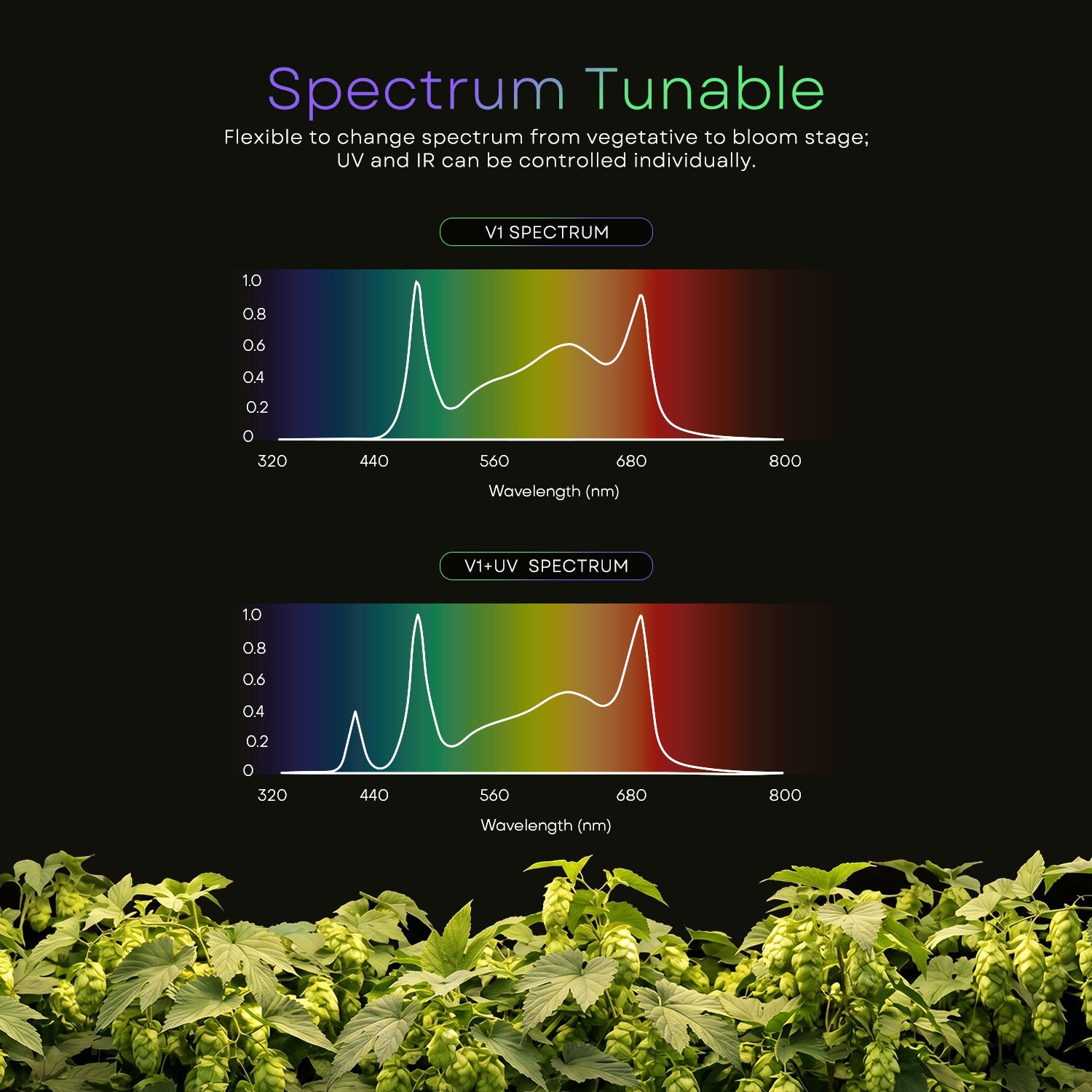 Medic Grow Spectrum Y LED Grow Light 880W Gradateur intégré Barre UV + IR à spectre complet - PPFD élevé et connexion sans fil